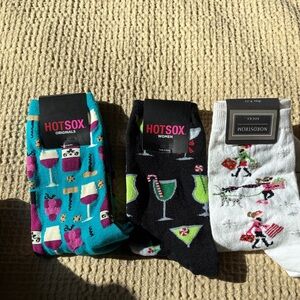 Hot Sox (2) and 1 nordstrom Fun Cocktail and Holiday Socks - Teal, Black, White